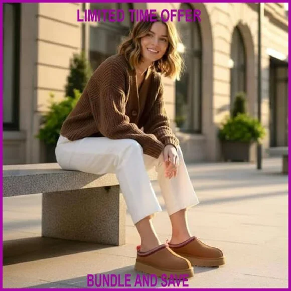 Women's Platform Slipper Boots Fleece Lined Suede Anti-Slip House Shoes - Picture 4 of 8